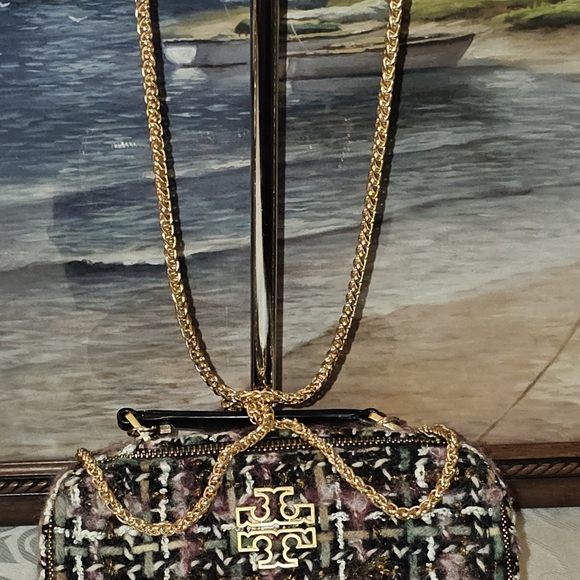 Tory Burch  Britten Tweed MultiColor Mini Top Handle Bag with Chain Strap Nwot - Picture 15 of 16
